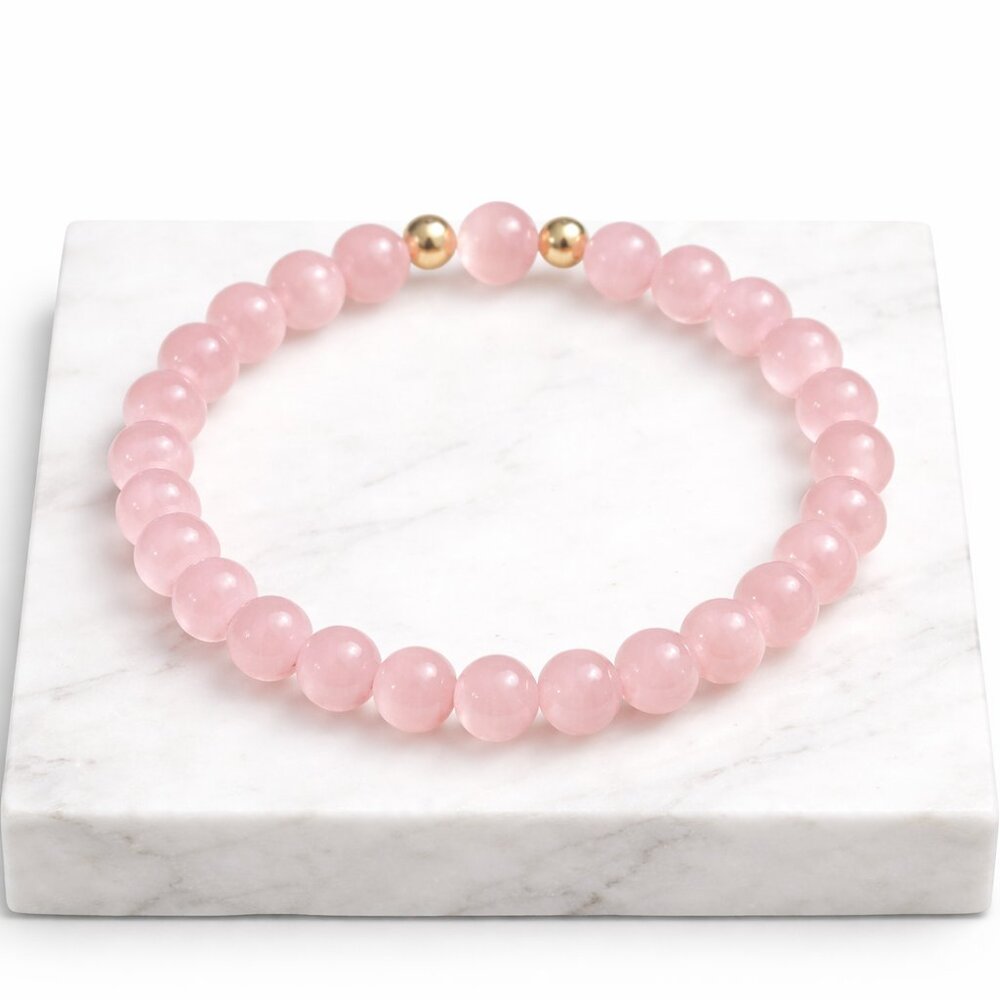 Natural Pink Cat's Eye Crystal Stretch Bracelet 8mm Beads Love Healing Jewelry